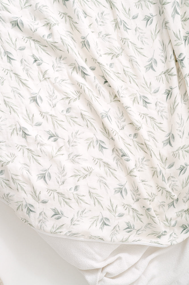 Linen Leaves Bamboo Baby Blanket