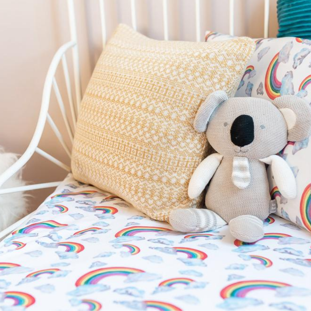 Rainbow on White Toddler Bed/Cotbed Duvet Cover and Pillow Case Set | The Gilded Bird | Toddler Duvet Sets | Buy Toddler Duvet Sets Online 