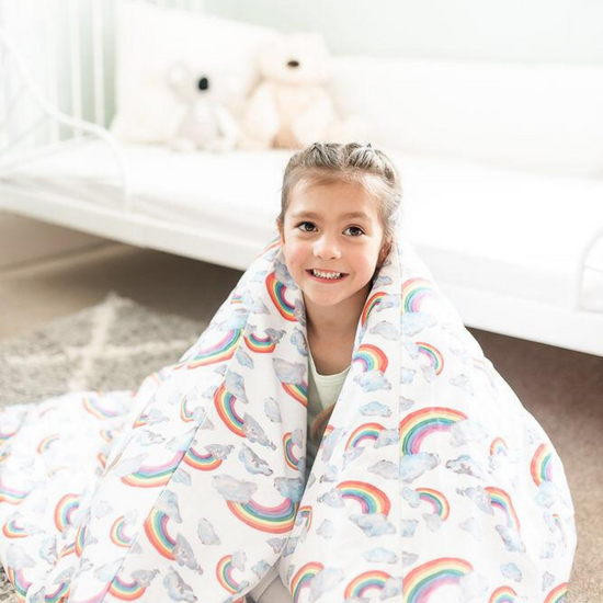 Rainbow on White Organic Cotton Toddler Duvet Cover and Pillow Case Set