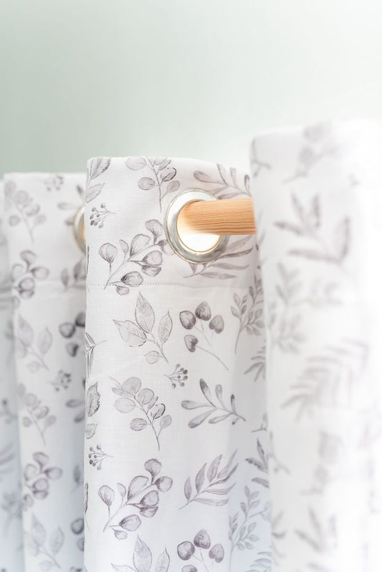 Lovely Leaves Grey Nursery Curtains | The Gilded Bird