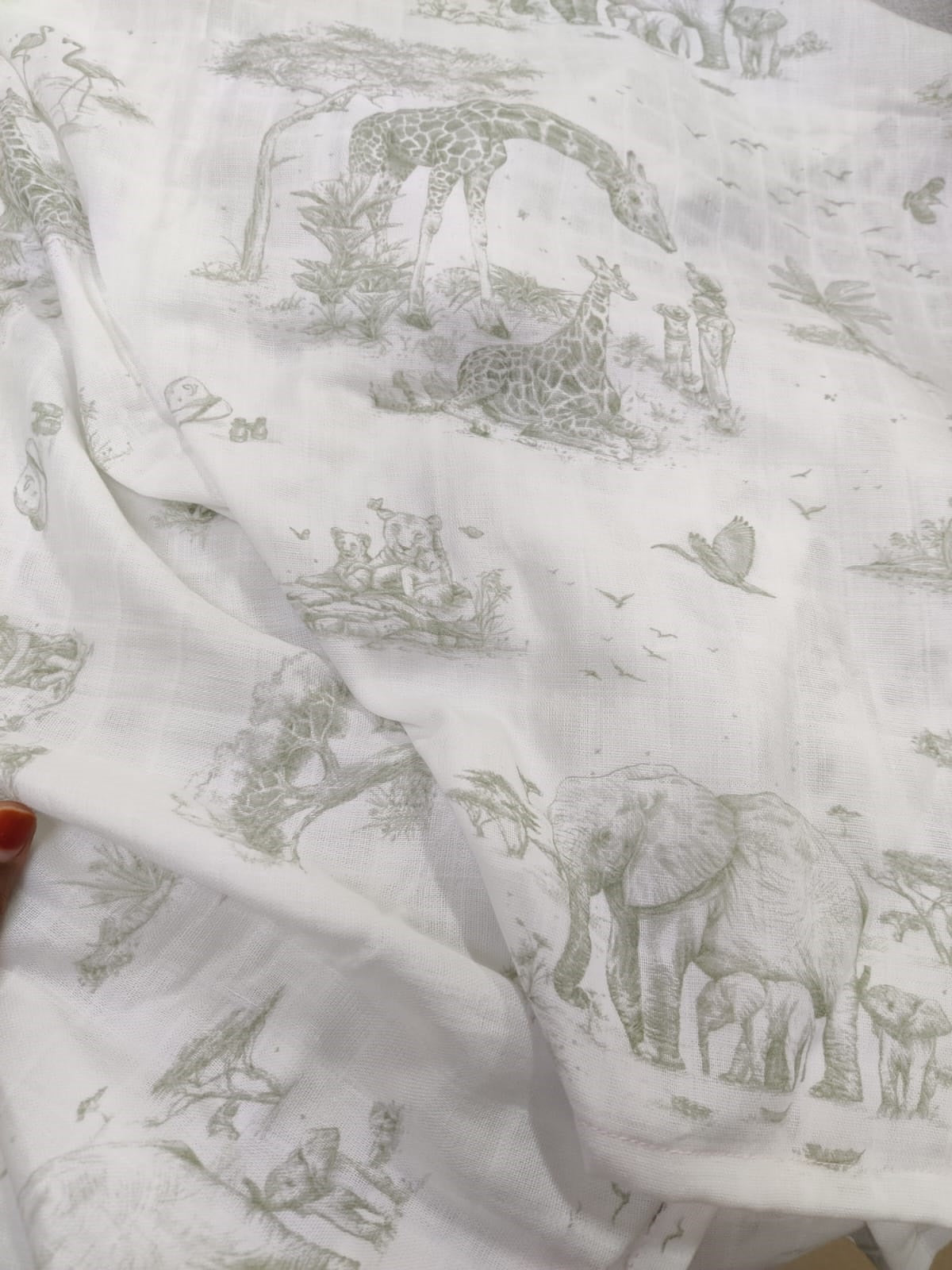 Load image into Gallery viewer, Safari Toile Bamboo Baby Blanket
