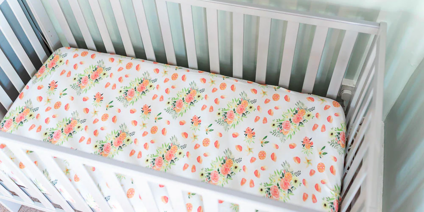Orange crib sheets sales