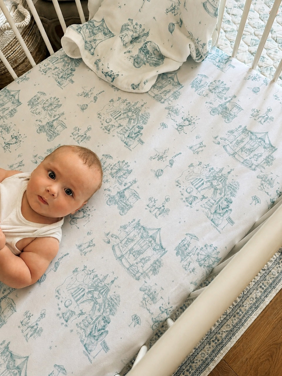 Circus Toile Fitted Cot Sheet