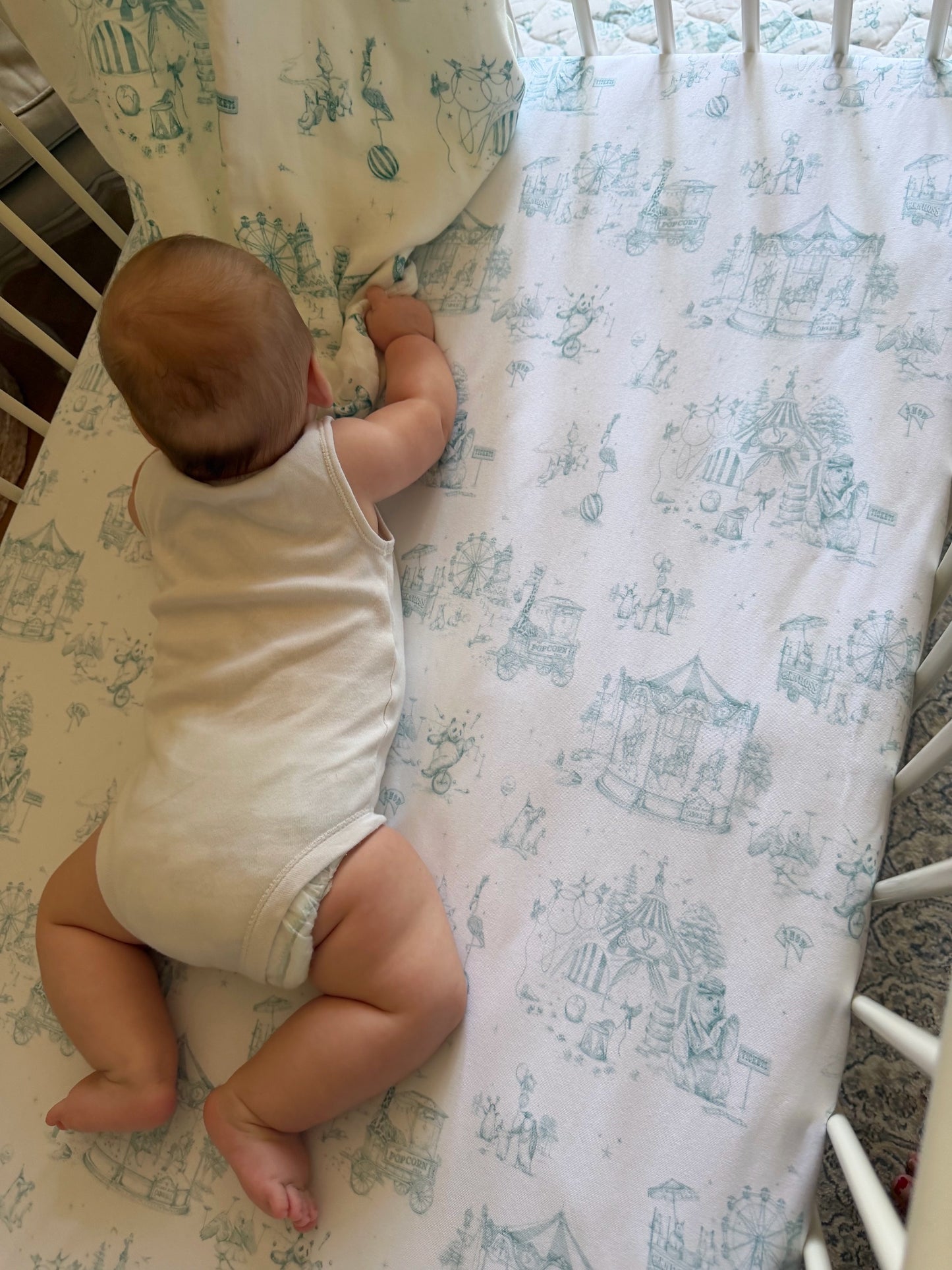 Circus Toile Fitted Cot Sheet