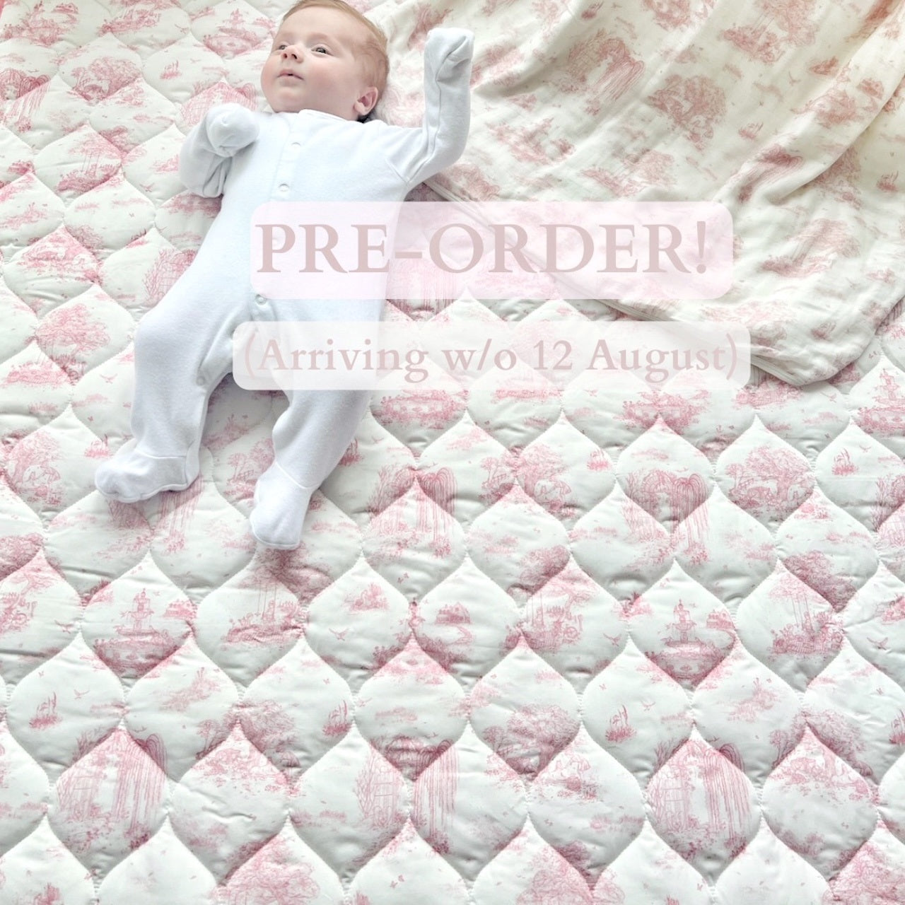 Spring Toile Spring Toile Pink Quilted Playmat - Organic Cotton Baby Playmat – The ...