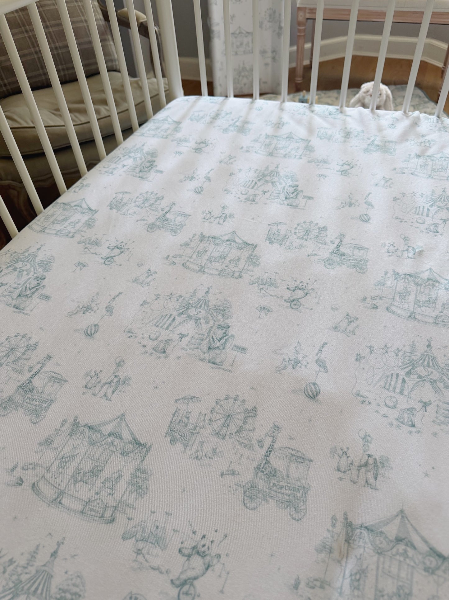 Circus Toile Fitted Cot Sheet