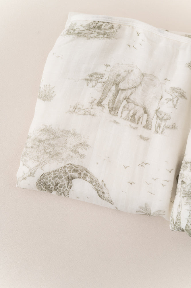 Safari Toile Bamboo Baby Blanket