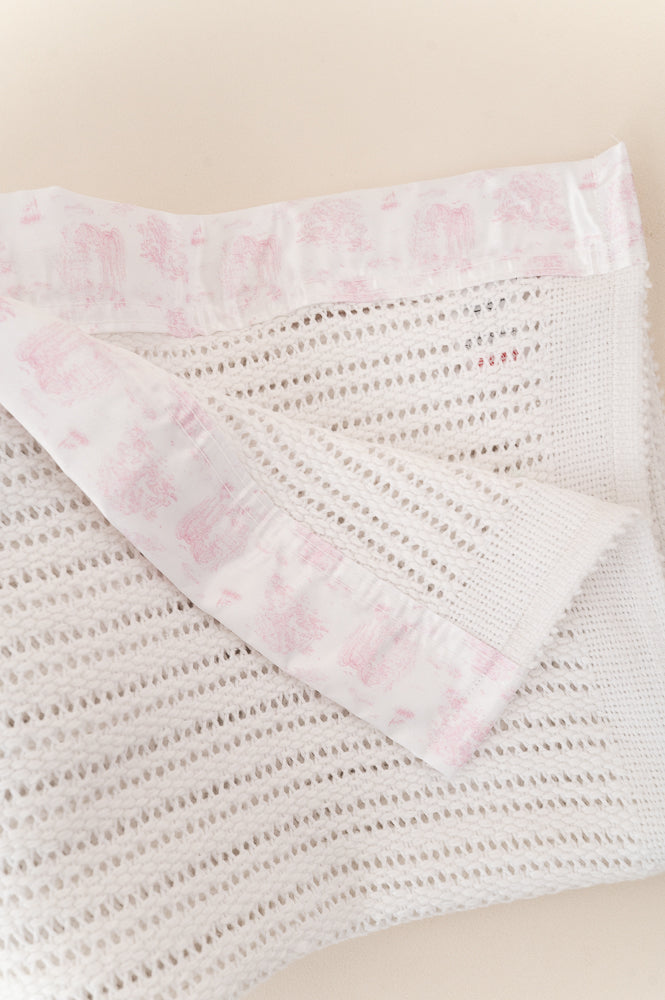 Cellular Blanket -  Pram - Spring Toile Pink