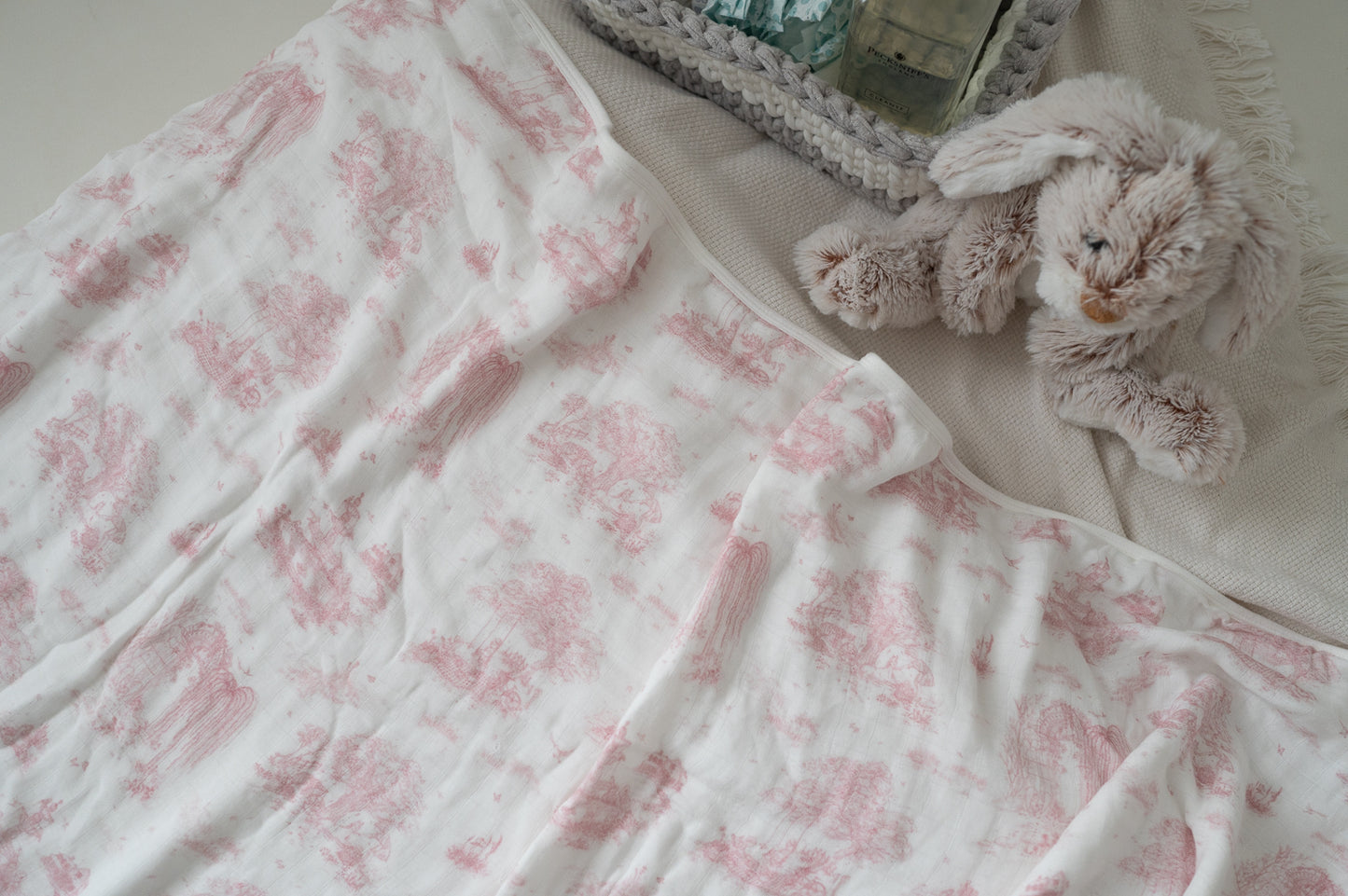 Load image into Gallery viewer, Spring Toile Pink Bamboo Baby Blanket
