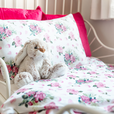Pink Roses Toddler Bed/Cotbed Duvet Cover and Pillow Case Set | The Gilded Bird | Toddler Duvet Sets | Buy Toddler Duvet Sets Online 