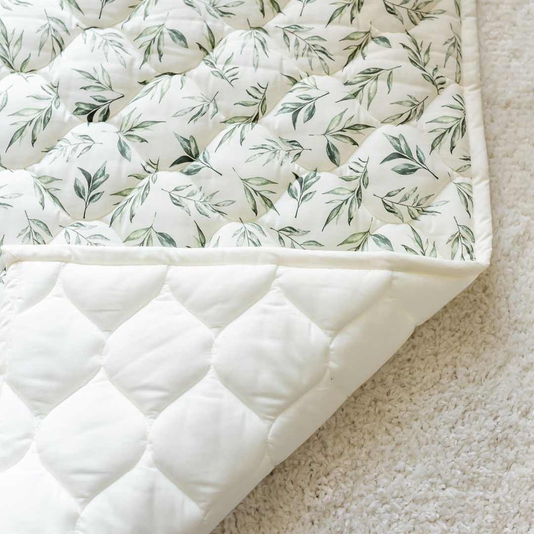 Lovely Leaves Green Quilted Playmat | Baby Playmat