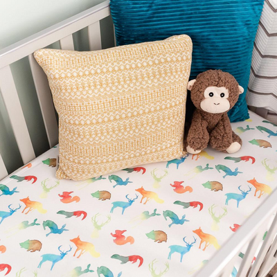 Colourful Animals Fitted Cot Sheet