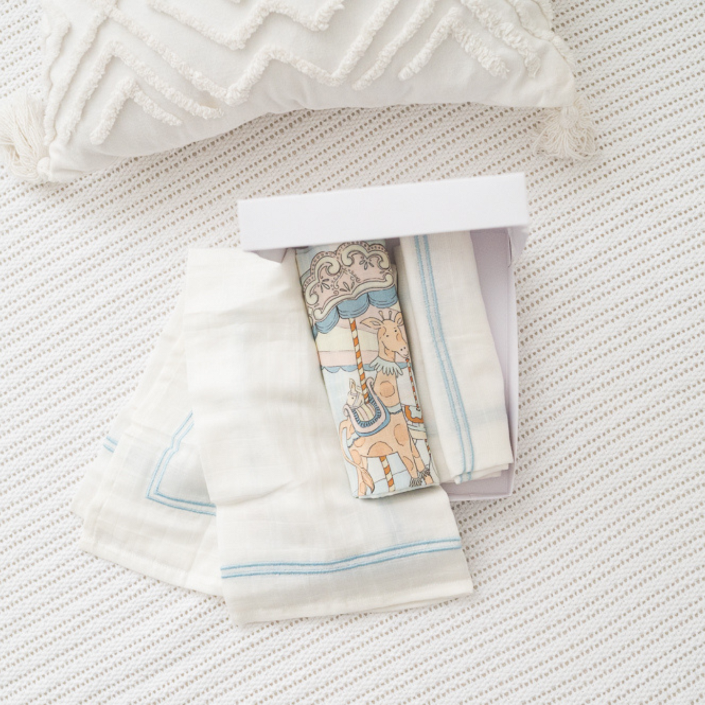Load image into Gallery viewer, Carousel Blue Stripe Muslin Swaddle (Set of 3)
