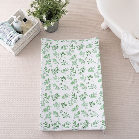 Lovely Leaves Green Anti Roll Wedge Mat | The Gilded Bird | Baby Changing Mats | Buy Changing Mats Online | Buy Wedge Mats
