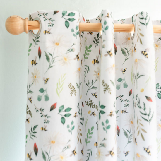 Wild Bee White Nursery Curtains | The Gilded Bird