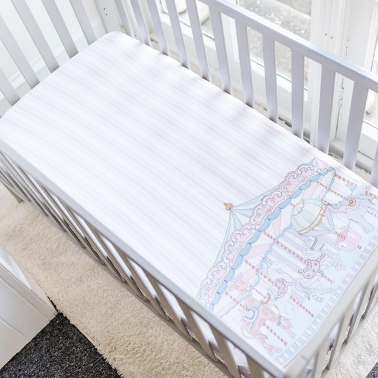 Carousel Beige Stripe Fitted Cot Sheet