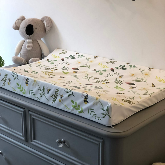Load image into Gallery viewer, White Wild Bee Anti Roll Wedge Mat | The Gilded Bird | Baby Changing Mats | Buy Changing Mats Online | Buy Wedge Mats
