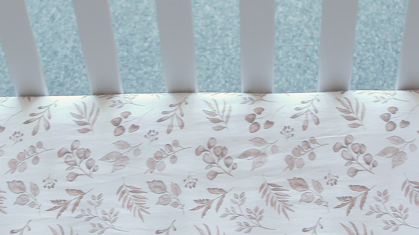 Load and play video in Gallery viewer, Lovely Leaves Beige Fitted Cot Sheet
