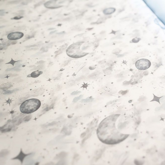 Night Sky Grey Bedside Crib Sheet/Changing Mat Cover