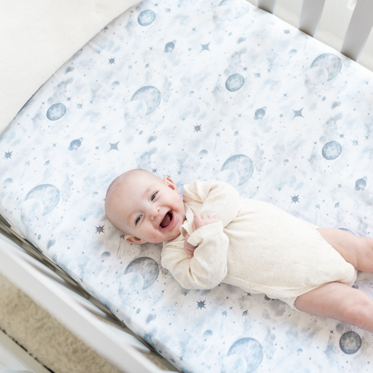 Night Sky Grey Fitted Cot Sheet