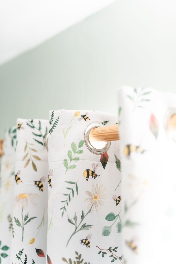 Perfectly Imperfect - Wild Bee White Room Darkening Curtains