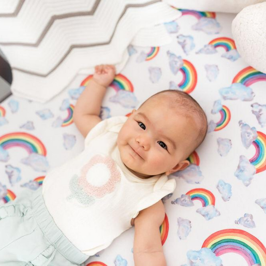 Rainbow on White Fitted Cot Sheet