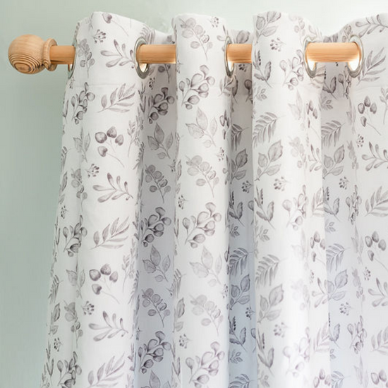 Load image into Gallery viewer, Lovely Leaves Grey Nursery Curtains | The Gilded Bird

