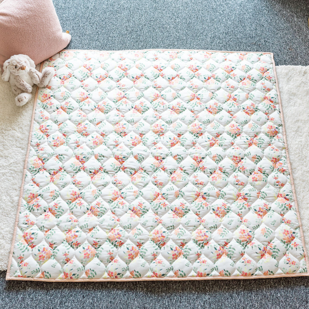 Pretty Stems Quilted Playmat Organic Cotton Baby Playmat The Gilded Bird