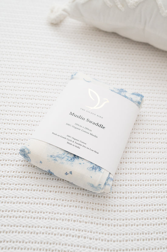 Spring Toile Blue X-Large Muslin Swaddle