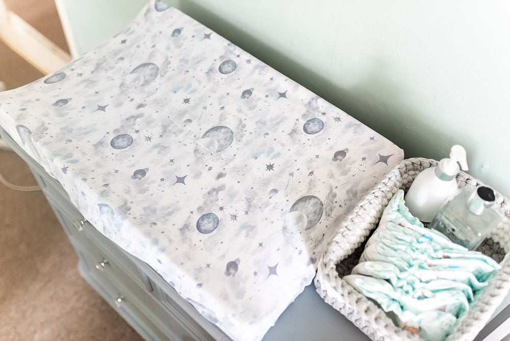 Night Sky Grey Bedside Crib Sheet/Changing Mat Cover