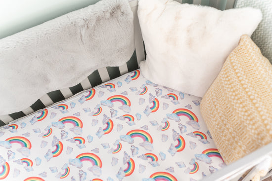 Rainbow on White Fitted Cot Sheet