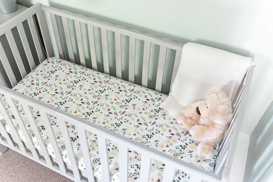 Wild Bee White Fitted Cot Sheet