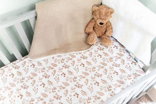 Lovely Leaves Beige Fitted Cot Sheet