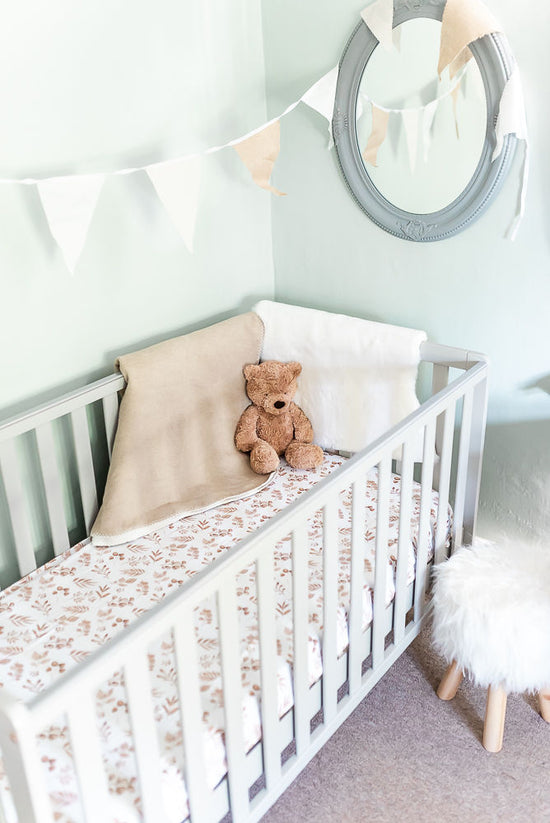 Lovely Leaves Beige Fitted Cot Sheet
