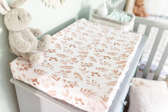 Lovely Leaves Beige Bedside Crib Sheet/Changing Mat Cover